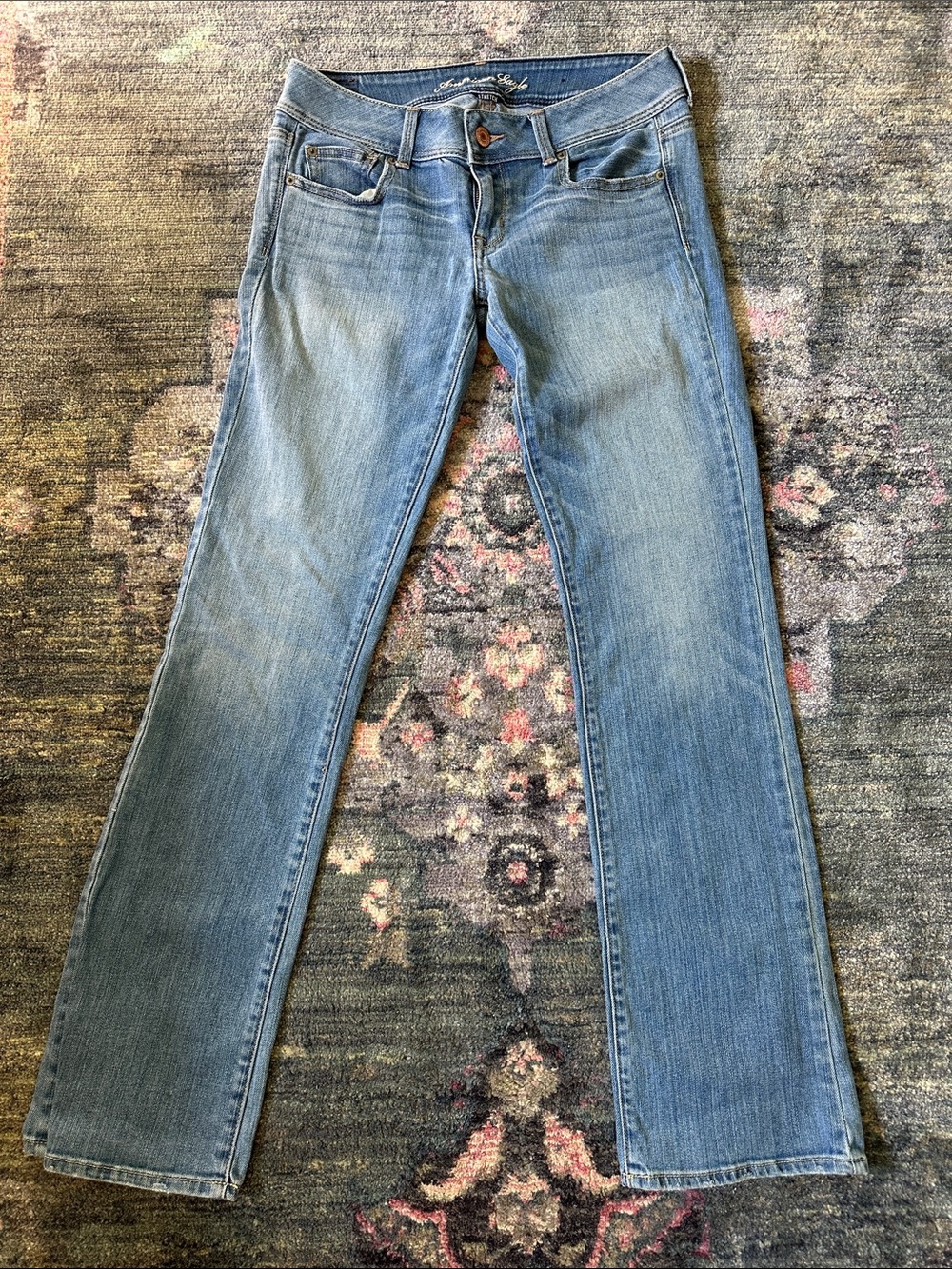 Y2K American Eagle Outfitters Women's Light Blue Low Rise Slim Bootcut Jeans